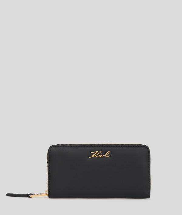 Karl Lagerfeld, Portefeuille K/signature Continental, Femme, Noir/Or, Taille: X00