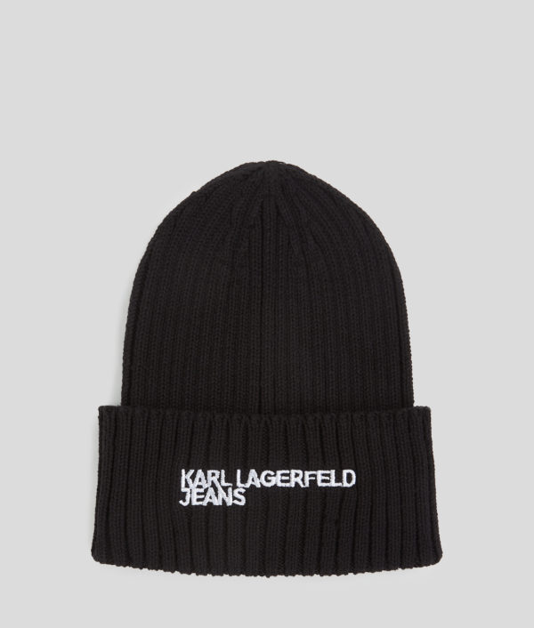 Karl Lagerfeld, Bonnet Côtelé À Logo Klj, Femme, Noir, Taille: X00