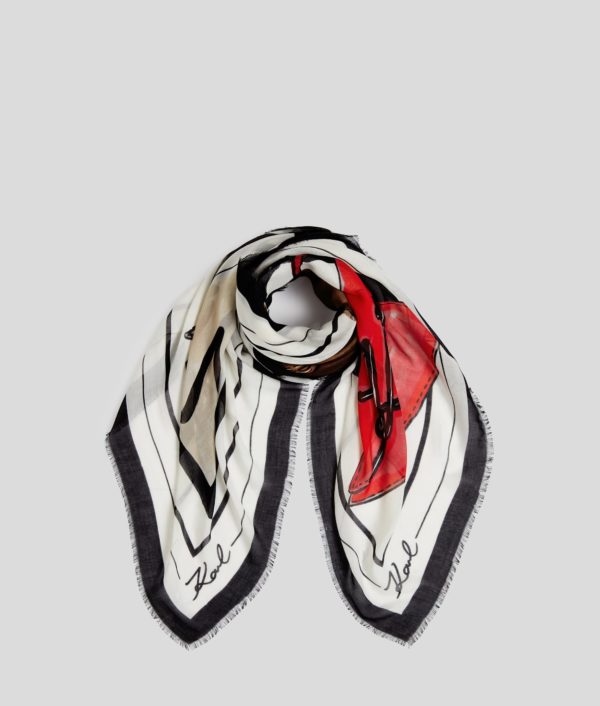 Karl Lagerfeld, Foulard Avec Motif Sacs K/signature, Femme, Multi, Taille: X00