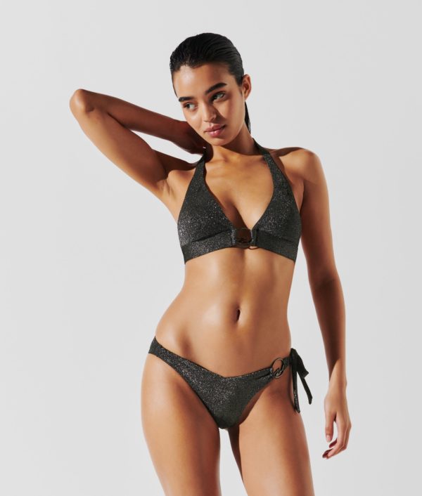 Karl Lagerfeld, Haut De Bikini Triangle K/signature, Femme, Noir, Taille: XXS