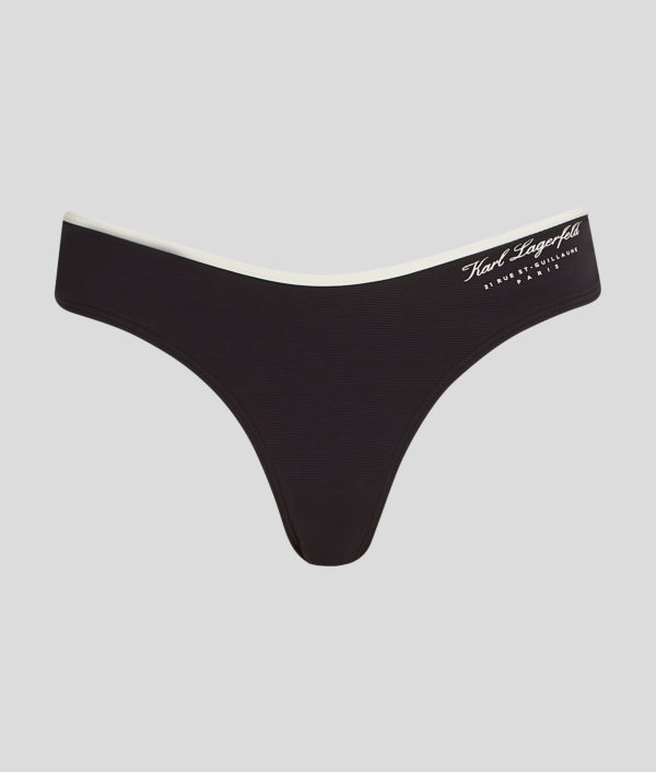 Karl Lagerfeld, Bas De Bikini Taille Haute Hotel Karl, Femme, Noir, Taille: XXS