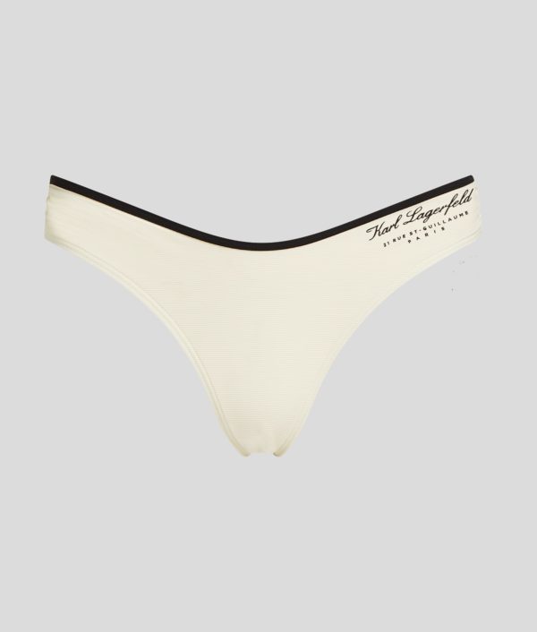 Karl Lagerfeld, Bas De Bikini Taille Haute Hotel Karl, Femme, Crème Cannoli, Taille: XXS