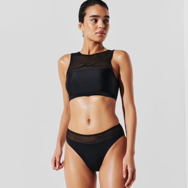 Karl Lagerfeld, Haut De Bikini À Col Montant K/signature, Femme, Noir, Taille: XXS