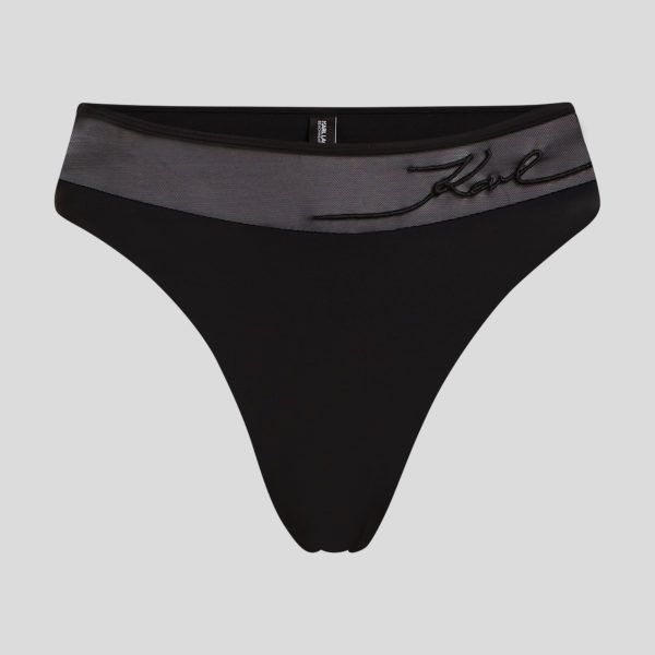 Karl Lagerfeld, Bas De Bikini Taille Haute K/signature, Femme, Noir, Taille: XXS