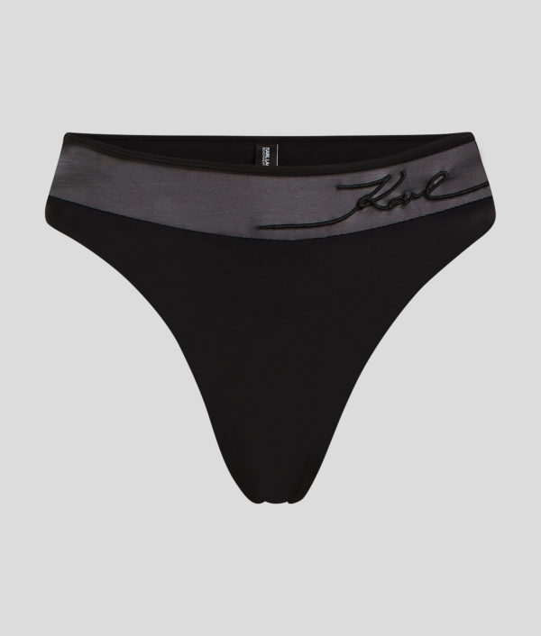 Karl Lagerfeld, Bas De Bikini Taille Haute K/signature, Femme, Noir, Taille: XXS