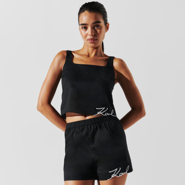 Karl Lagerfeld, Crop Top De Plage K/signature, Femme, Noir, Taille: XXS