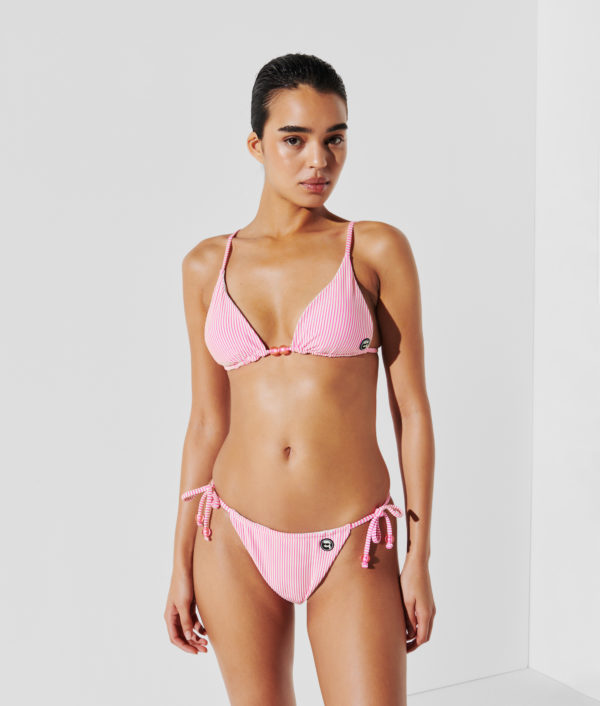 Karl Lagerfeld, Haut De Bikini Triangle À Rayures Ikon, Femme, Rayure blanc-rose, Taille: XXS
