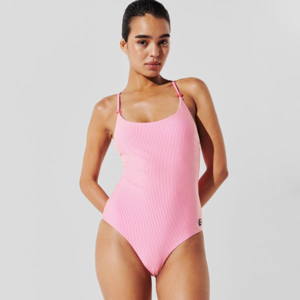 Karl Lagerfeld, Maillot De Bain À Rayures Ikon, Femme, Rayure blanc-rose, Taille: XXS