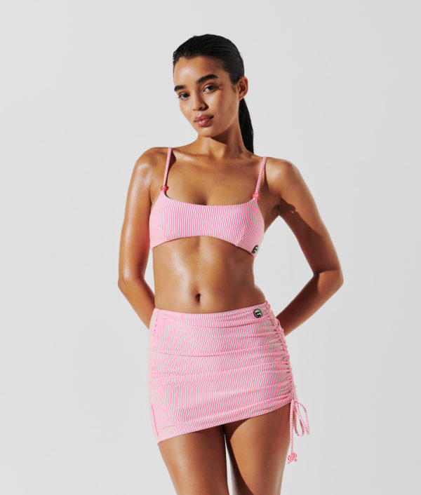 Karl Lagerfeld, Mini Paréo À Rayures Ikon, Femme, Rayure blanc-rose, Taille: XS