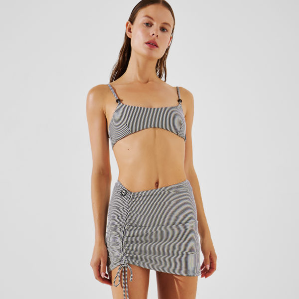 Karl Lagerfeld, Mini Paréo À Rayures Ikon, Femme, Rayure blanc-noir, Taille: XS