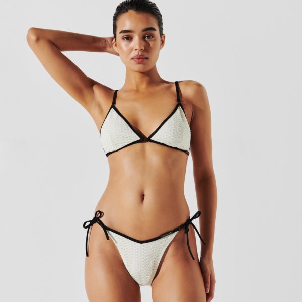Karl Lagerfeld, Haut De Bikini Triange En Crochet Hotel Karl, Femme, Crème Cannoli, Taille: XXS