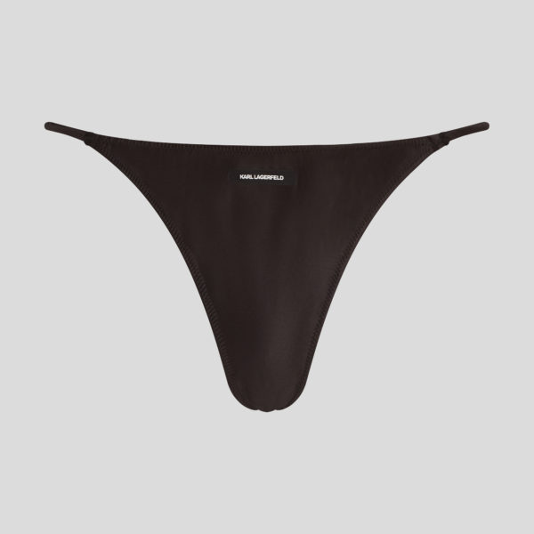 Karl Lagerfeld, Tanga En Satin Avec Logo Karl, Femme, Noir, Taille: XXS