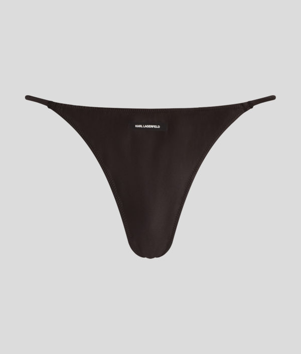 Karl Lagerfeld, Tanga En Satin Avec Logo Karl, Femme, Noir, Taille: XXS