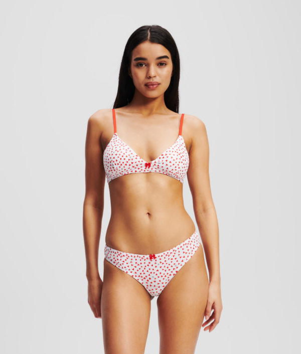 Karl Lagerfeld, Bralette Triangle K/heart, Femme, Motif en forme de cœur sur toute la surface Blanc-Rouge, Taille: XXS