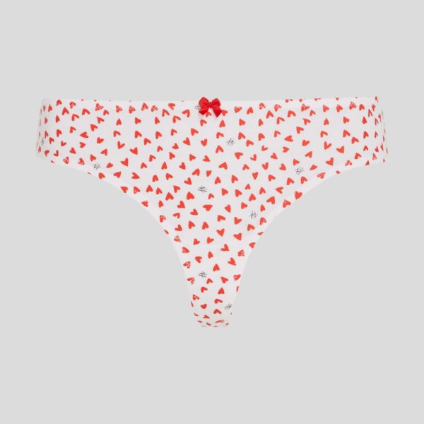 Karl Lagerfeld, String K/heart, Femme, Motif en forme de cœur sur toute la surface Blanc-Rouge, Taille: XXS
