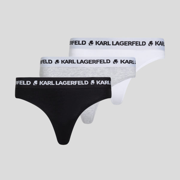 Karl Lagerfeld, Strings À Logo Karl – Lot De 3, Femme, Noir/Blanc/Gris, Taille: XXS