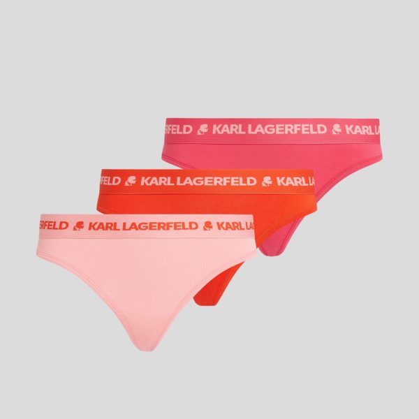 Karl Lagerfeld, Strings À Logo Karl – Lot De 3, Femme, Rouge vif-framboise flamant rose, Taille: XXS