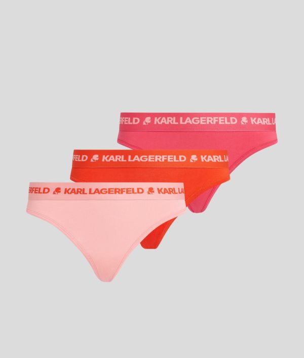 Karl Lagerfeld, Strings À Logo Karl – Lot De 3, Femme, Rouge vif-framboise flamant rose, Taille: XXS