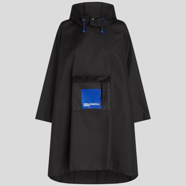 Karl Lagerfeld, Poncho À Capuche Avec Logo Carré, Femme, Noir, Taille: X00