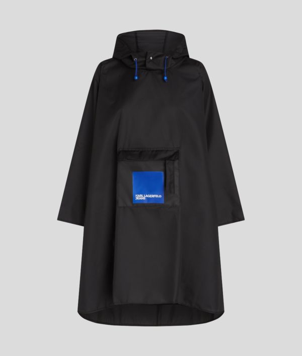 Karl Lagerfeld, Poncho À Capuche Avec Logo Carré, Femme, Noir, Taille: X00