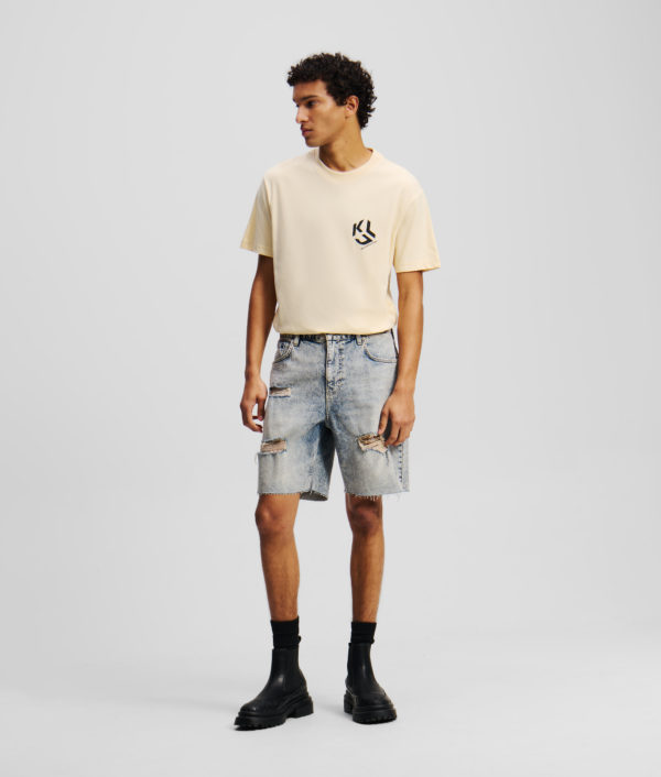 Karl Lagerfeld, Short Effet Vieilli, Homme, Acid Light Blue Destructe, Taille: L36