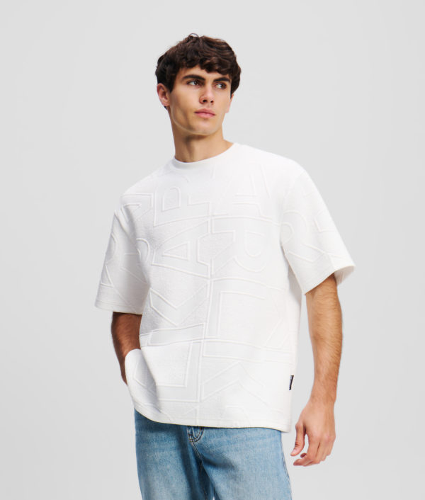 Karl Lagerfeld, T-shirt Avec Logo Karl, Homme, Crème Cannoli, Taille: XXXL