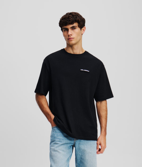 Karl Lagerfeld, T-shirt En Lin Mélangé Avec Logo Karl, Homme, Noir, Taille: XXXL
