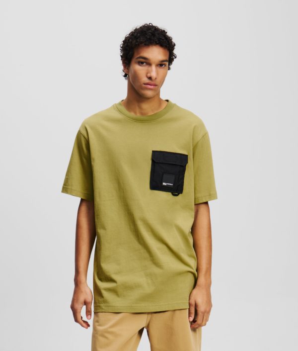 Karl Lagerfeld, T-shirt Avec Poche Poitrine, Homme, Vert Olive, Taille: XXXL