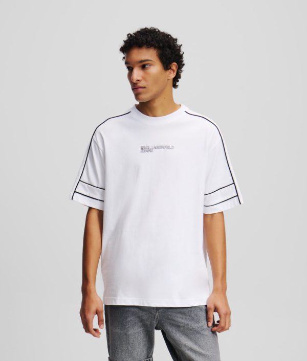 Karl Lagerfeld, T-shirt À Passepoil, Homme, Blanc, Taille: XXXL