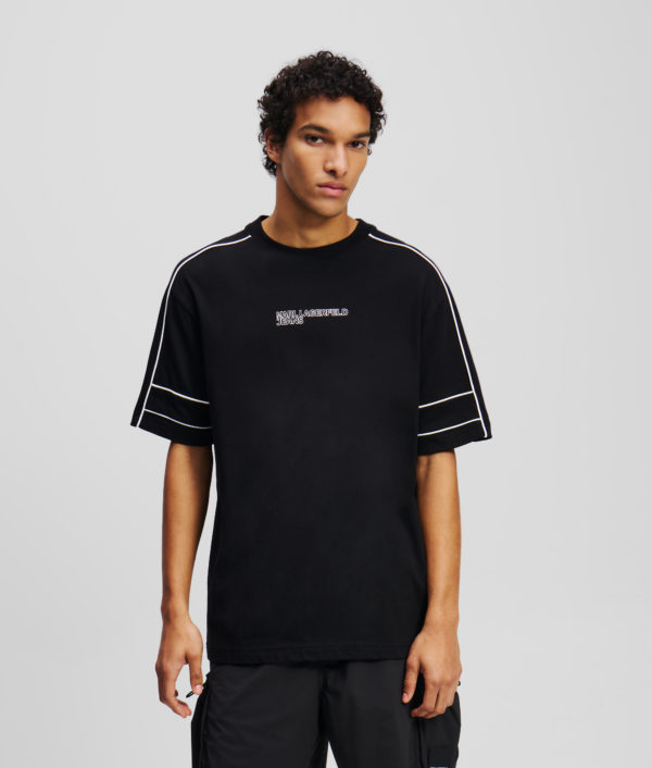 Karl Lagerfeld, T-shirt À Passepoil, Homme, Noir, Taille: XXXL