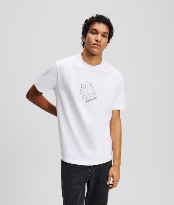 Karl Lagerfeld, T-shirt À Ourlet Arrondi Et Monogramme Shibori, Homme, Blanc, Taille: XXXL
