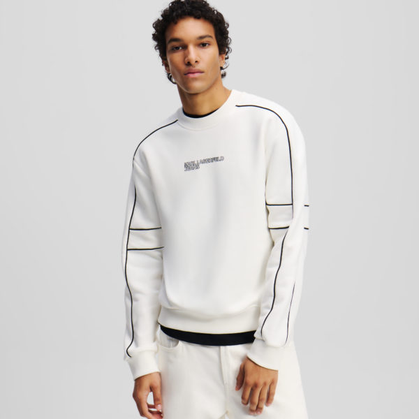 Karl Lagerfeld, Sweat-shirt À Passepoil, Homme, Blanc, Taille: XXXL