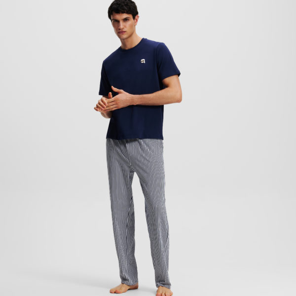 Karl Lagerfeld, Ensemble Pyjama Rayé Ikon, Homme, Rayures noir-iris-blanc, Taille: XXS