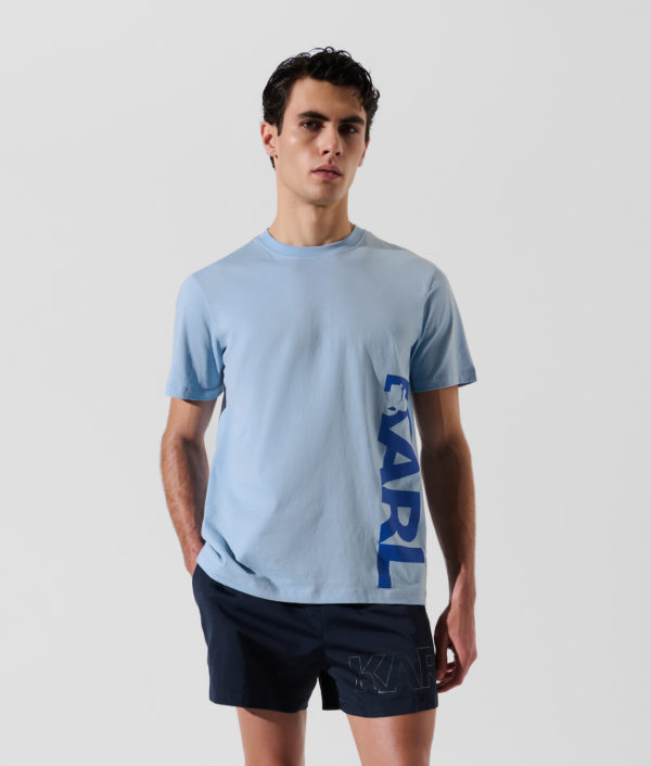 Karl Lagerfeld, T-shirt De Plage Avec Logo Karl, Homme, Bleu Placide, Taille: XXXL