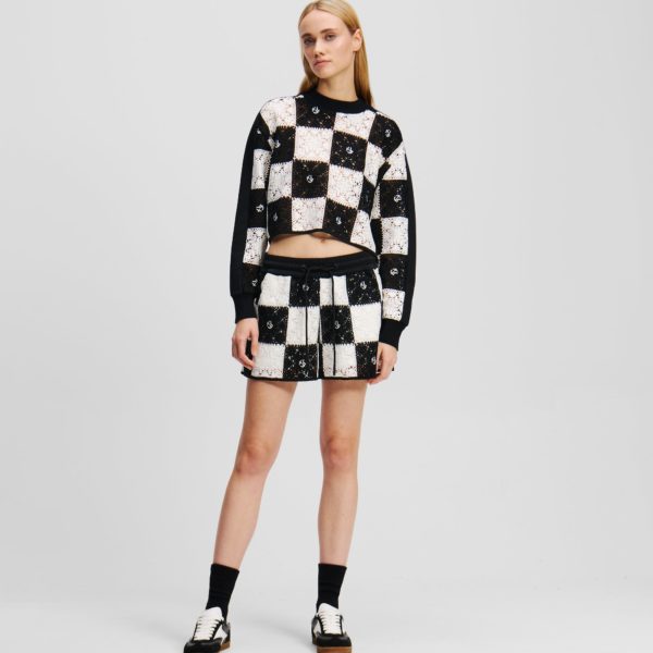 Karl Lagerfeld, Short En Crochet, Femme, Noir/Blanc, Taille: XXS