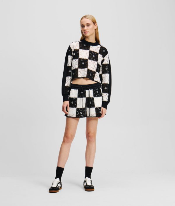 Karl Lagerfeld, Short En Crochet, Femme, Noir/Blanc, Taille: XXS