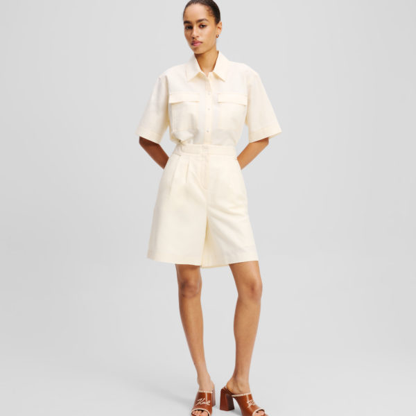 Karl Lagerfeld, Short En Lin Mélangé, Femme, Immaculé, Taille: X48