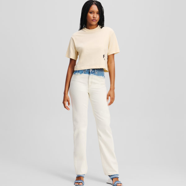 Karl Lagerfeld, Jean Droit Ombré À Taille Haute, Femme, Bleu Ombre, Taille: L3232