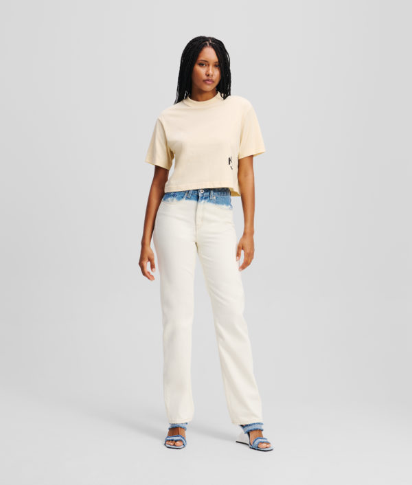 Karl Lagerfeld, Jean Droit Ombré À Taille Haute, Femme, Bleu Ombre, Taille: L3232
