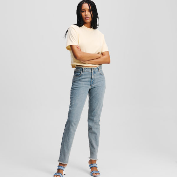 Karl Lagerfeld, Jean Mom, Femme, Bleu moyen lavé teinté, Taille: L3232