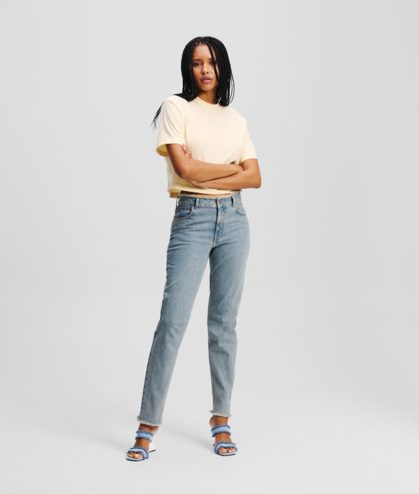 Karl Lagerfeld, Jean Mom, Femme, Bleu moyen lavé teinté, Taille: L3232