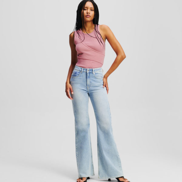 Karl Lagerfeld, Jean Flare En Denim Taille Haute, Femme, Bleu clair lavé, Taille: L3232
