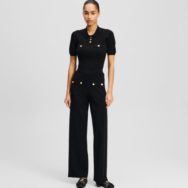 Karl Lagerfeld, Pantalon Avec Boutons, Femme, Noir, Taille: XXXL