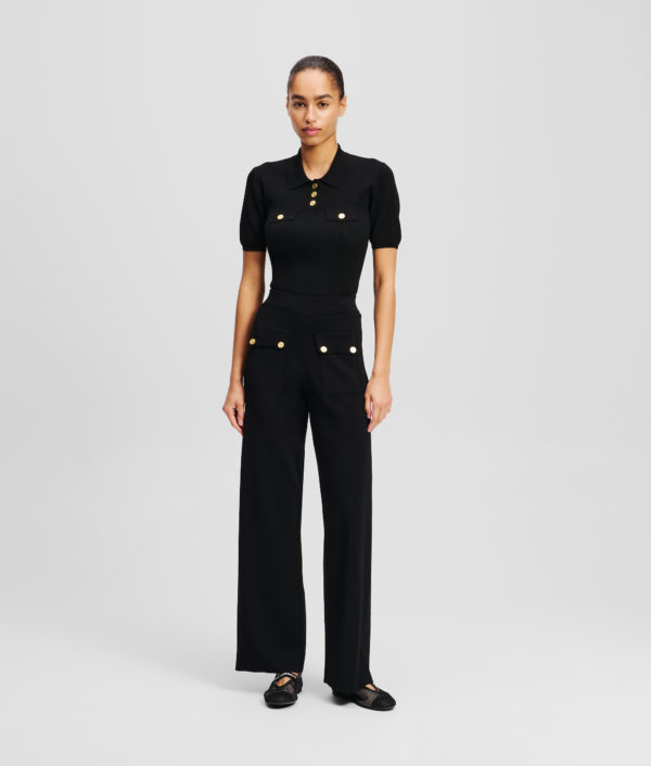 Karl Lagerfeld, Pantalon Avec Boutons, Femme, Noir, Taille: XXXL