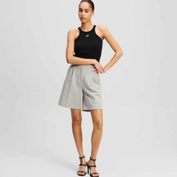 Karl Lagerfeld, Short En Jersey Épais, Femme, Gris Chiné Clair, Taille: XXXL
