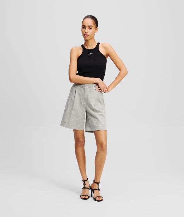 Karl Lagerfeld, Short En Jersey Épais, Femme, Gris Chiné Clair, Taille: XXXL