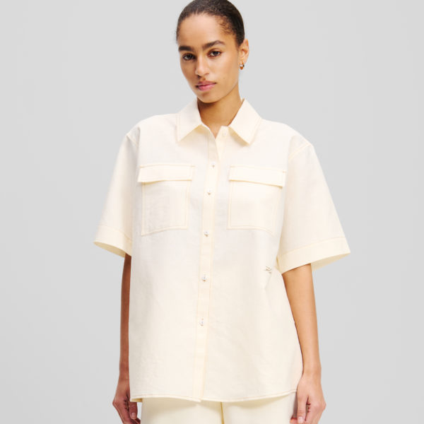 Karl Lagerfeld, Chemisier En Lin Mélangé, Femme, Immaculé, Taille: X48
