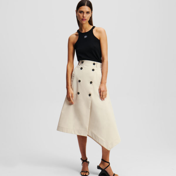 Karl Lagerfeld, Jupe Trench En Sergé De Coton, Femme, Ciment, Taille: X48