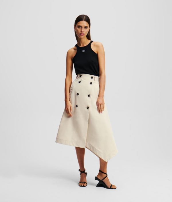 Karl Lagerfeld, Jupe Trench En Sergé De Coton, Femme, Ciment, Taille: X48