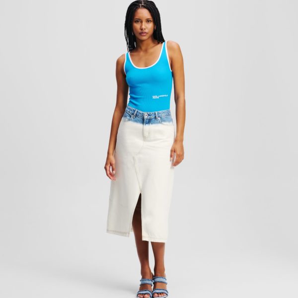Karl Lagerfeld, Jupe Midi En Denim Effet Ombré, Femme, Bleu Ombre, Taille: XXS